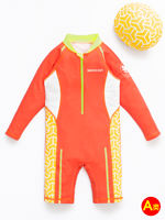 Children's sun protection swimsuits, long-sleeved racing one-piece boys' training quick-drying bright orange fluorescent swimsuits, new professional thumbnail 3