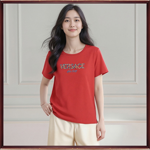 衣之庄园2026年夏季断码折扣 时尚刺绣显瘦短袖圆领T恤女2251263