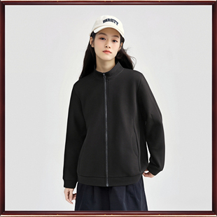 衣之庄园正品冬季 休闲开衫百搭磨白长袖立领加绒外套女2252137