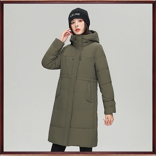 正品朗斯莉冬季长款时尚百搭白鸭羽绒服收腰连帽保暖外套女249