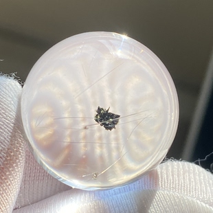 天然水晶包裹体绿矿石发晶吊坠圆珠DIY矿石单珠饰品项链20mm