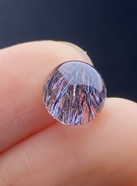 天然水晶紫晶发吊坠圆珠DIY紫发晶单珠饰品项链可做戒指9mm