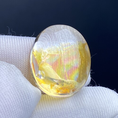 天然水晶七彩黄胶花吊坠裸石蛋面DIY水晶项链饰品可做戒指