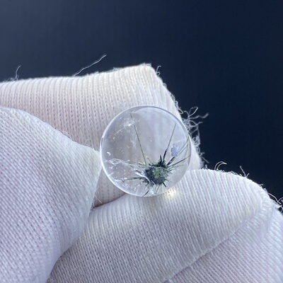 天然水晶包裹体海胆花吊坠圆珠DITY水晶单珠饰品8.5mm可做戒指