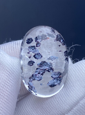 天然水晶包裹体云母矿花吊坠裸石蛋面DIY水晶饰品项链挂坠