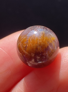 天然水晶紫钛吊坠圆珠DIY水晶单珠配珠饰品挂坠11.5mm一物一图