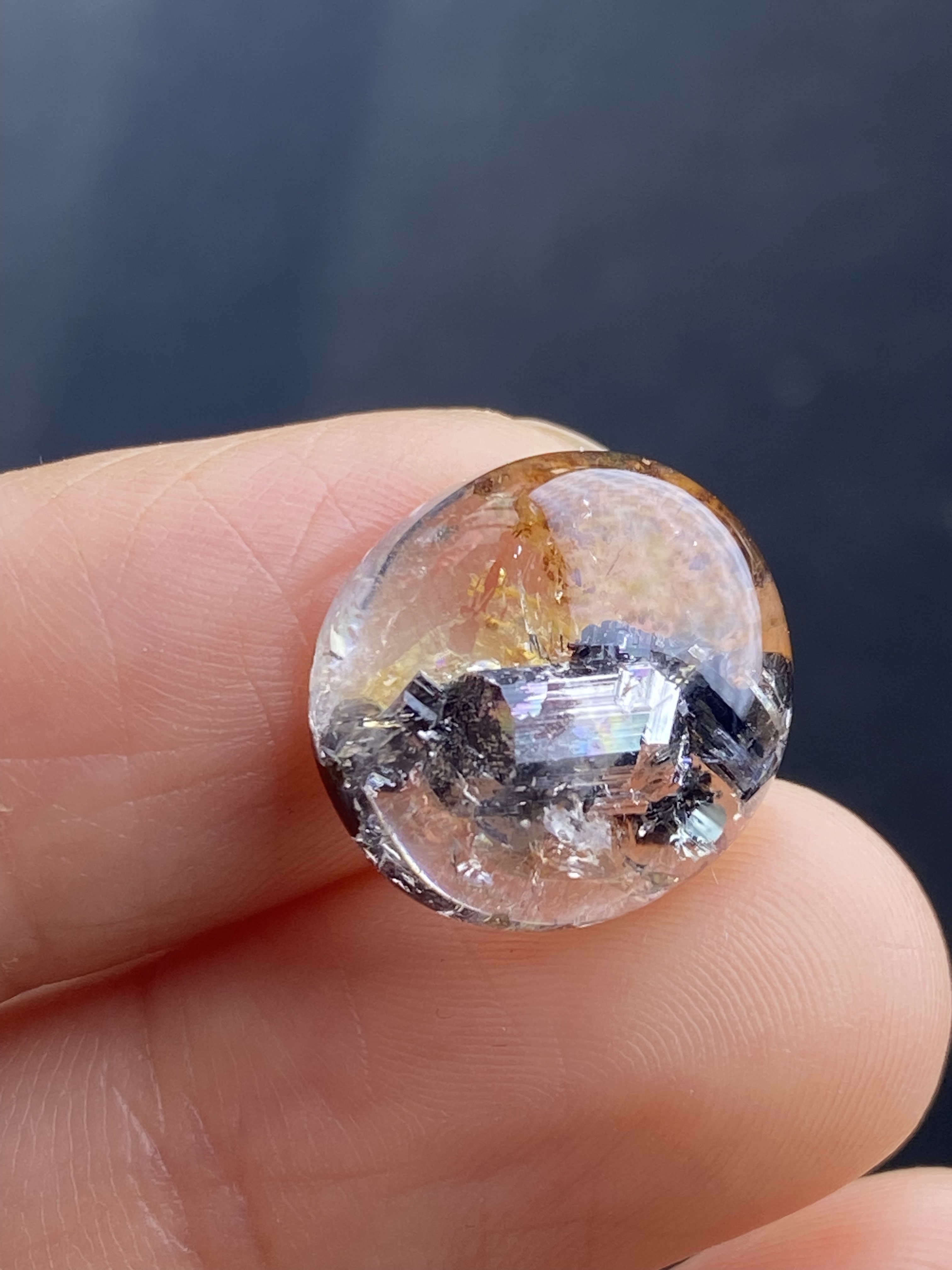 天然水晶包裹体七彩矿石吊坠蛋面裸石DIY水晶项链挂坠一物一图