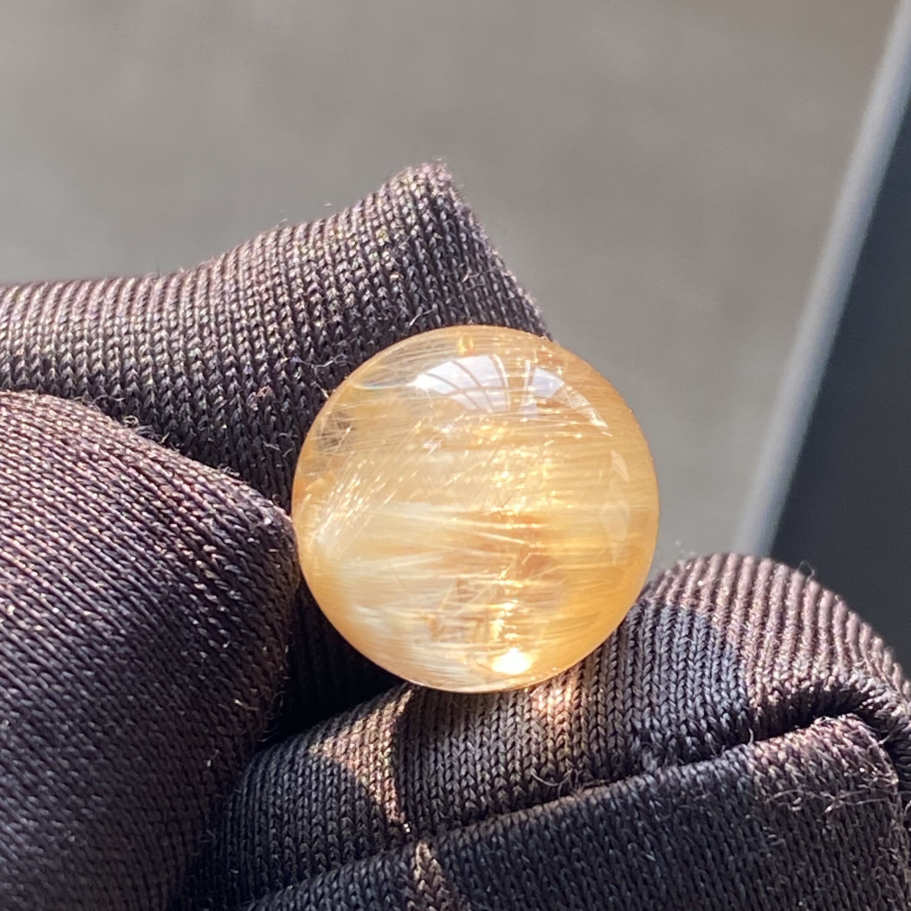 天然水晶发晶吊坠圆珠DIY蝴蝶发单珠饰品项链可做戒指11mm