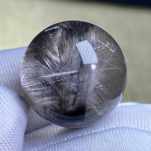 天然水晶黑银钛吊坠圆珠DIY银钛水晶单珠饰品项链17mm一物一图