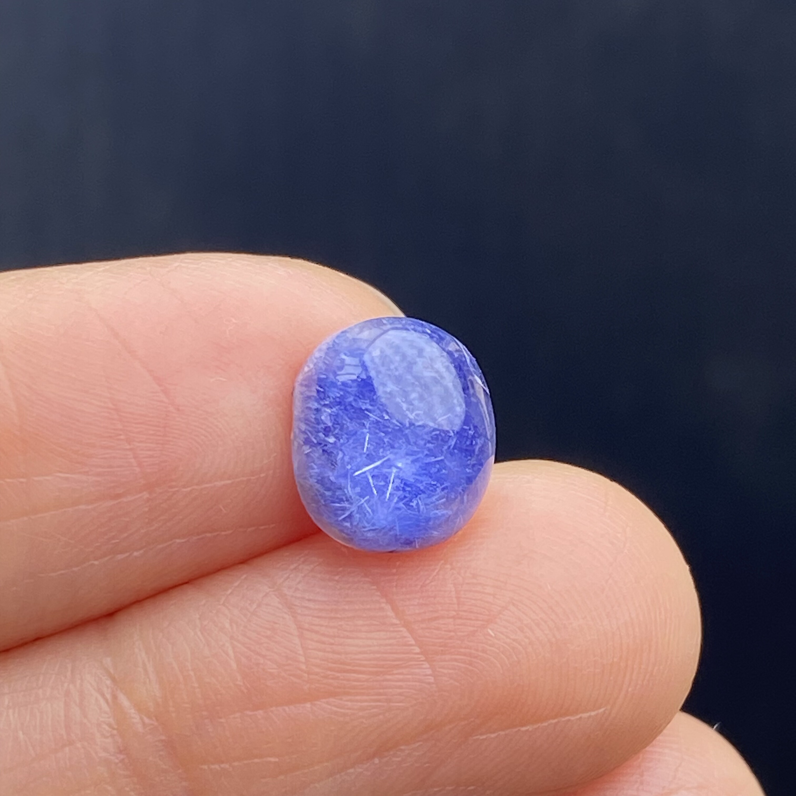 天然水晶蓝发晶吊坠裸石蛋面DIY水晶饰品项链可做戒指一物一图