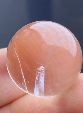 天然水晶包裹体晶中晶柱兔毛吊坠圆珠DIY晶中晶单珠饰品项链18mm