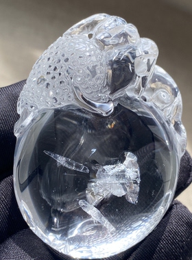 天然水晶包裹体七彩矿石吊坠男女款水晶雕刻金蟾饰品项链一物一图