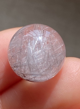天然水晶银发晶吊坠圆珠DIY发晶单珠饰品项链14mm一物一图