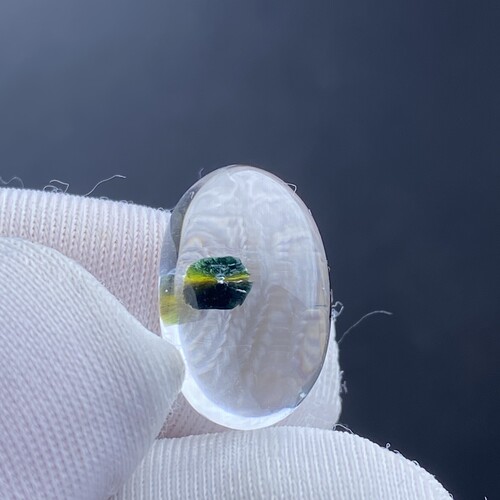 天然水晶包裹体绿矿石吊坠裸石蛋面DIY水晶饰品项链可做戒指