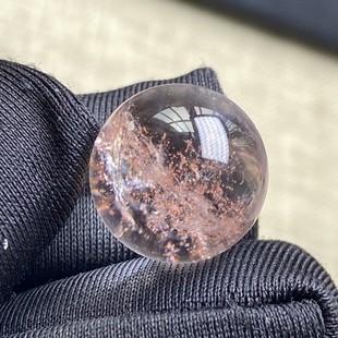 天然水晶包裹体粉色矿石吊坠圆珠DIY水晶饰品项链13.5mm一物一图