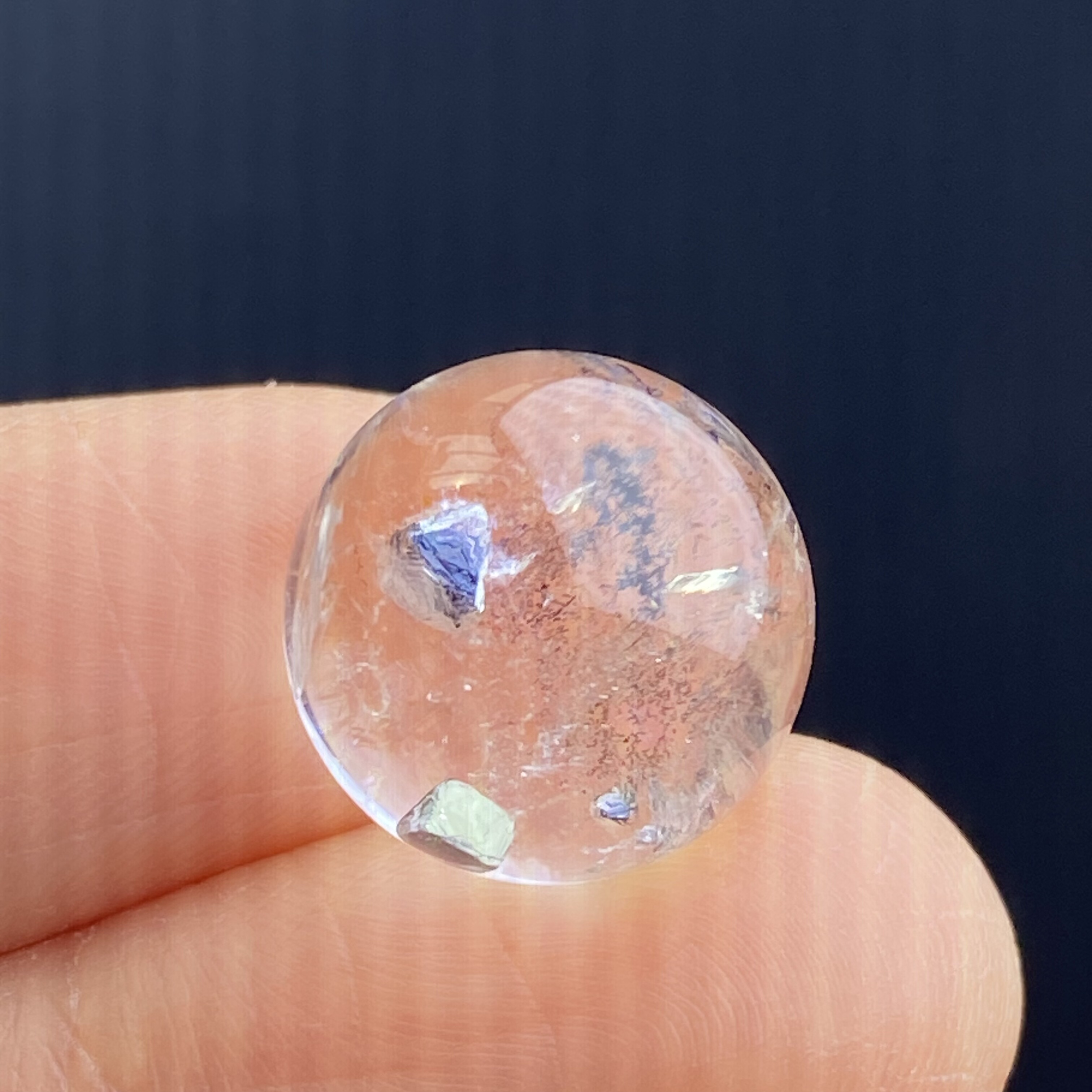 天然水晶包裹体紫铜矿吊坠圆珠DIY水晶单珠饰品项链13.5mm