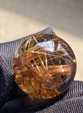 天然水晶发晶吊坠圆珠DIY铜条发单珠饰品项链16mm一物一图