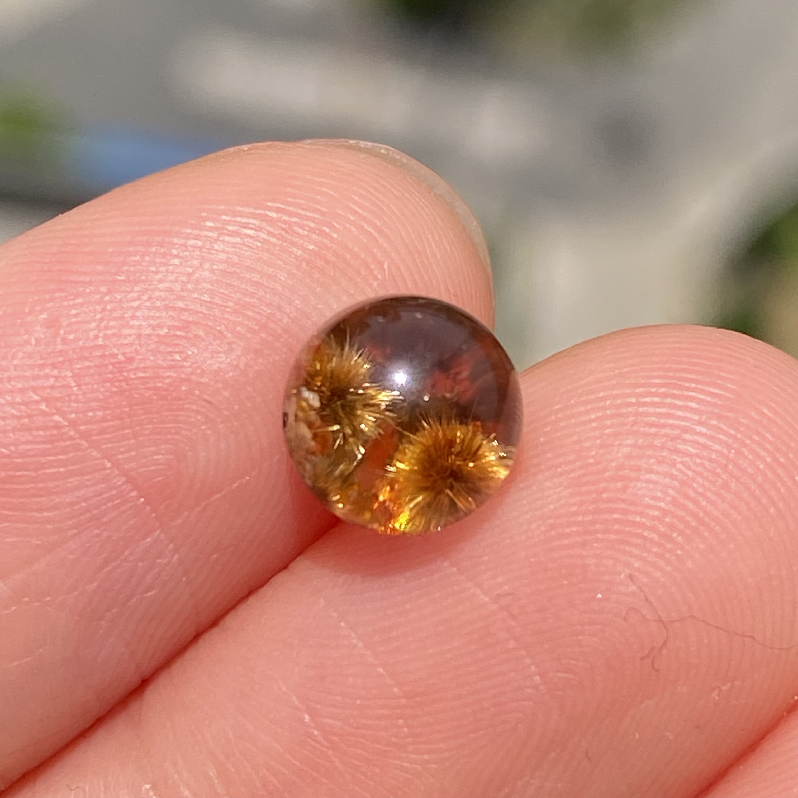 天然水晶发晶花吊坠圆珠DIY发晶单珠饰品项链可做戒指7mm一物一图