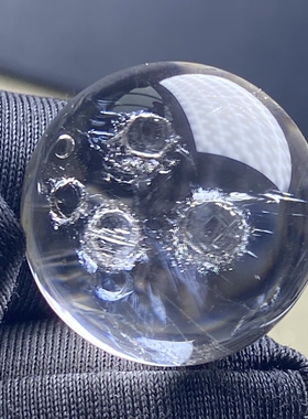 天然水晶包裹体七彩矿石吊坠圆珠DIY水晶单珠饰品项链19.5mm