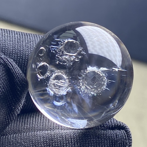 天然水晶包裹体七彩矿石吊坠圆珠DIY水晶单珠饰品项链19.5mm