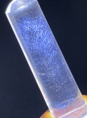天然水晶原石打磨白水晶蓝针吊坠裸石圆柱形可做印章一物一图