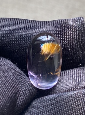 天然水晶紫钛晶吊坠裸石蛋面DIY紫发饰品可做戒指一物一图