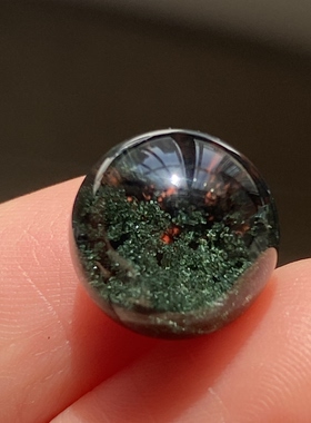 天然水晶绿幽灵吊坠圆珠DIY幽灵单珠饰品项链12mm 一物一图