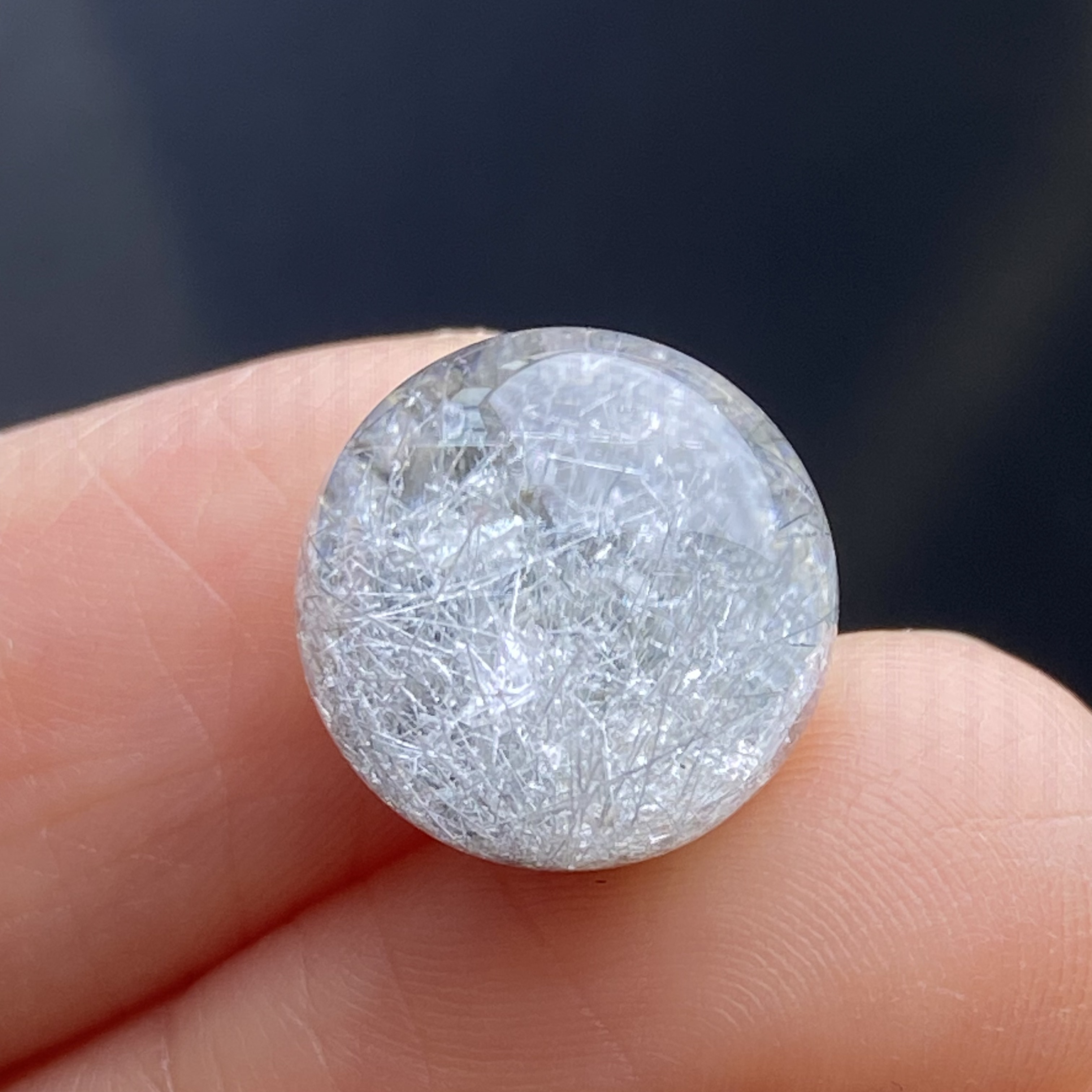 天然水晶蓝发晶包裹晶中晶吊坠圆珠DIY水晶单珠饰品项链12.5mm