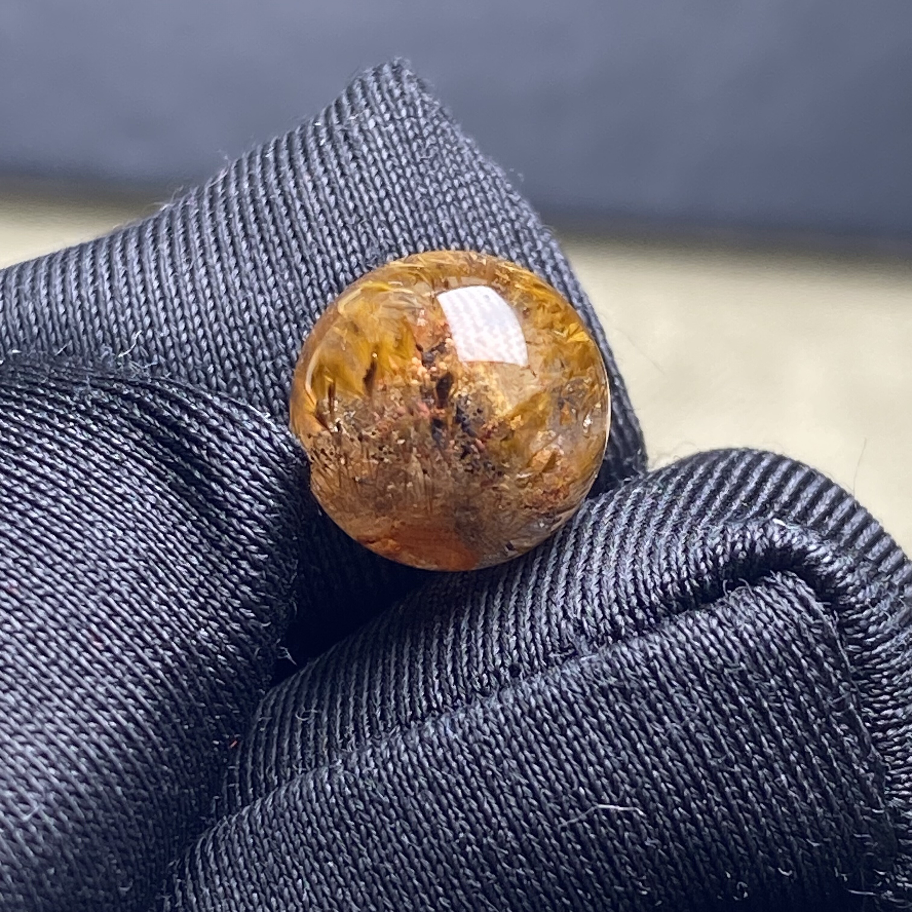 天然水晶紫钛吊坠圆珠DIY水晶单珠饰品项链可做戒指手串9.5mm