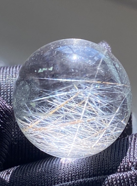 天然水晶白发晶吊坠圆珠DIY水晶单珠饰品项链16.5mm一物一图
