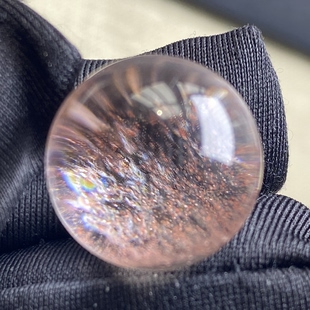 天然水晶包裹体粉色矿石吊坠圆珠DIY水晶单珠饰品项链16.5mm