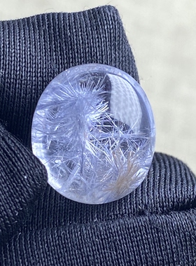 天然水晶蓝发晶吊坠裸石蛋面DIY蓝线石饰品项链可做戒指一物一图