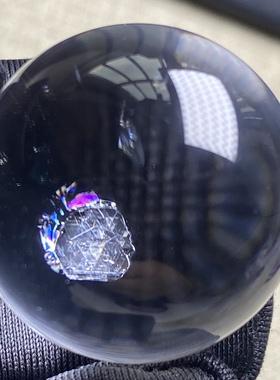天然水晶包裹体七彩矿石吊坠圆珠DIY水晶单珠饰品项链26mm
