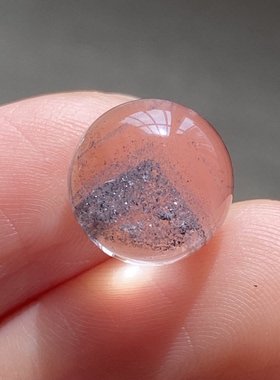 天然水晶星光蓝幽灵银山金字塔吊坠圆珠DIY幽灵单珠饰品10.5mm