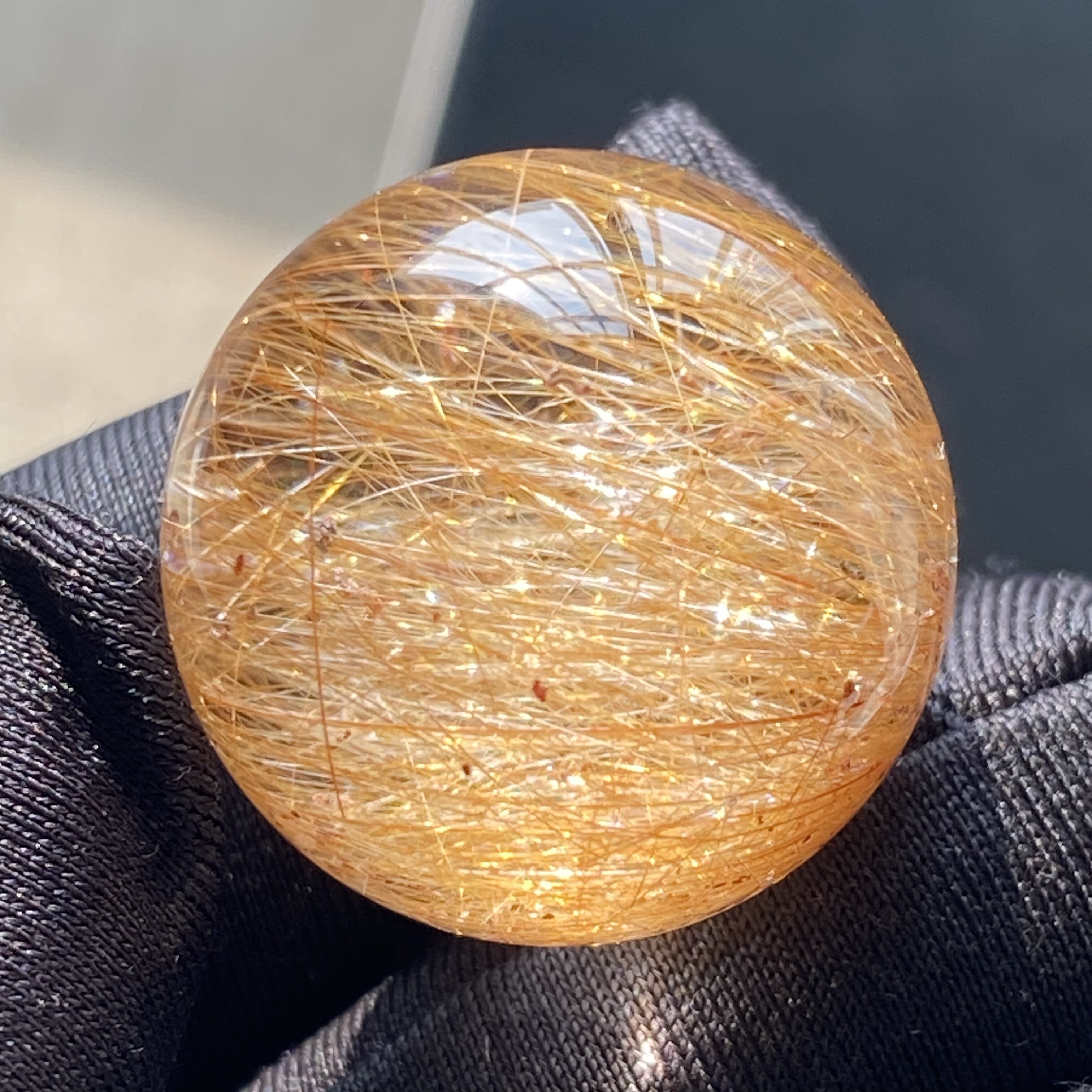 天然水晶发晶吊坠圆珠DIY发晶幽灵共生单珠饰品项链21.5mm