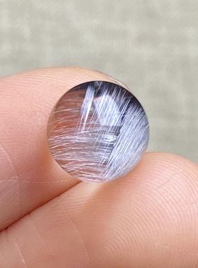 天然水晶黑银钛吊坠圆珠DIY银钛单珠饰品9mm一物一图