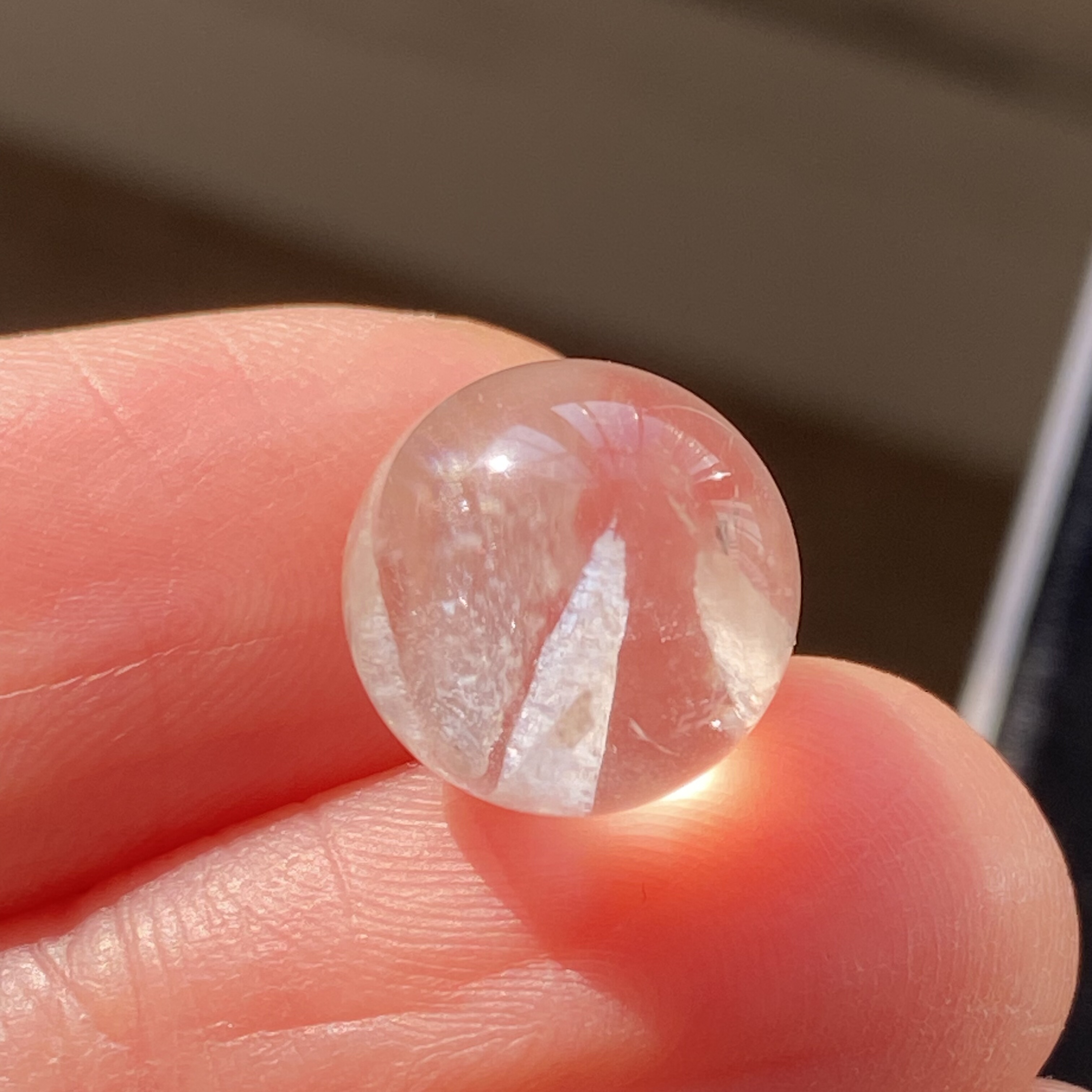 天然水晶包裹体碧玺吊坠圆珠DIY水晶单珠饰品项链可做戒指11mm