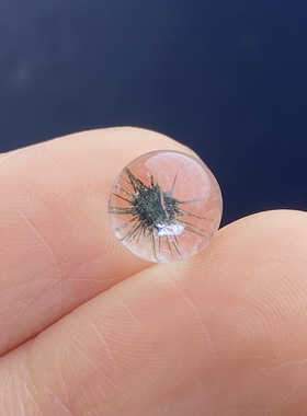 天然水晶包裹体海胆花吊坠圆珠DIY水晶单珠饰品可做戒指7.8mm