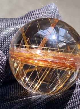 天然水晶包裹体金红石吊坠圆珠DIY水晶单珠饰品项链17mm一物一图