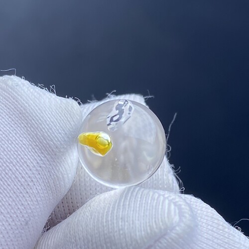 天然水晶包裹体油胆吊坠圆珠DIY水晶单珠饰品可做戒指8.5mm