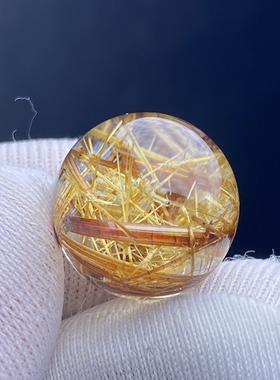 天然水晶发晶吊坠圆珠DIY水晶单珠饰品项链项链13mm一物一图