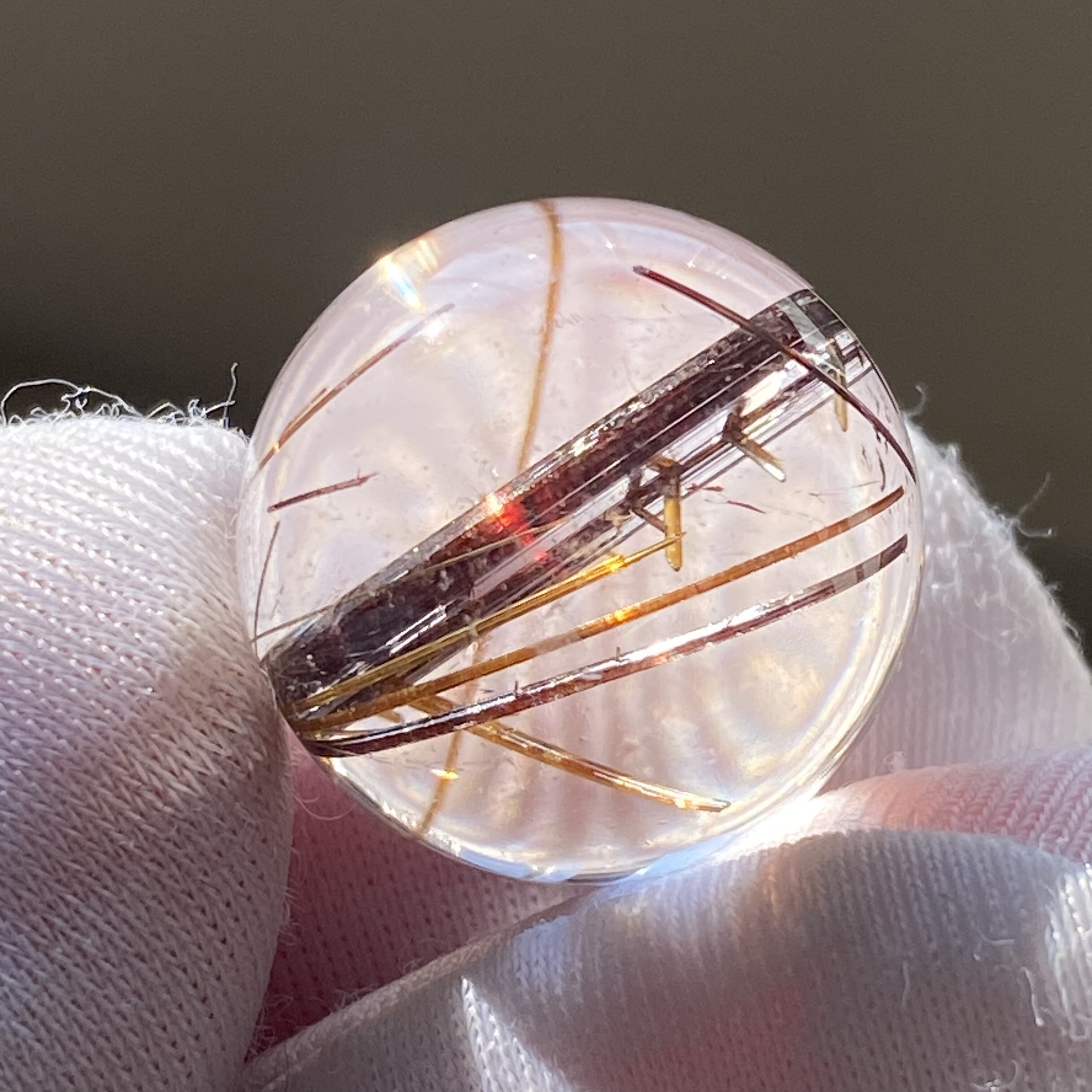 天然水晶金红石吊坠圆珠DIY水晶单珠饰品项链17.5mm一物一图