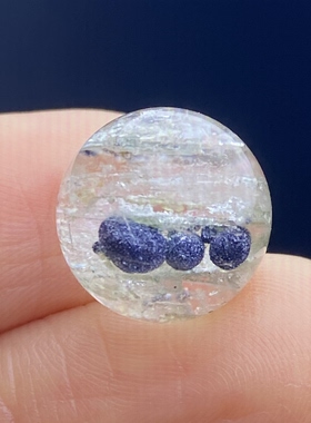 天然水晶包裹体蓝矿花吊坠圆珠DIY矿石单珠饰品项链奇石12.5mm
