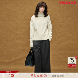 设计感分割宽松软糯针织衫 新款 上衣 女25冬季 德玛纳绵羊毛高领线衫