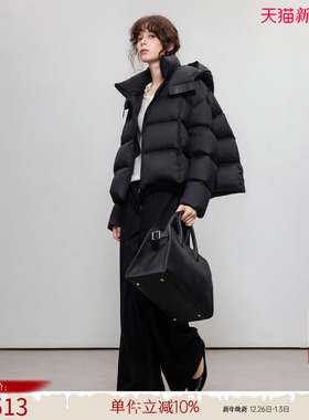 德玛纳云朵泡芙连帽90鸭绒大码羽绒服女25冬季加厚保暖面包服外套