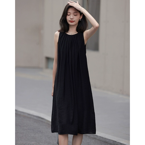 Многоцветное легкое и тонкое летнее платье с рукавами без рукавов для отдыха, длинная юбка, 2023, яркий броский стиль, средней длины