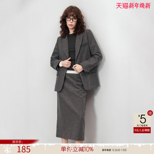 德玛纳复古静奢开叉半身裙女春秋新款气质连腰垂感中长款包臀裙