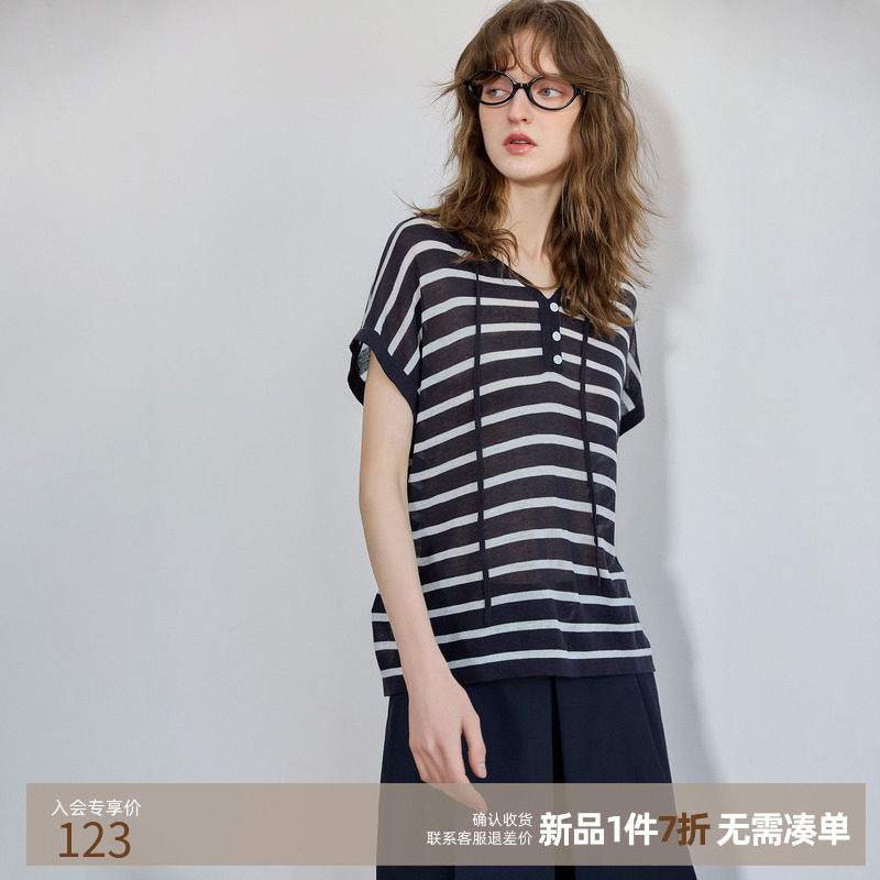 德玛纳莱赛尔撞色条纹针织衫女26春季新款轻薄含亚麻连帽线衫上衣,女装/女士精品,毛针织衫,淘宝优惠券,粉丝福利购,淘宝优惠卷