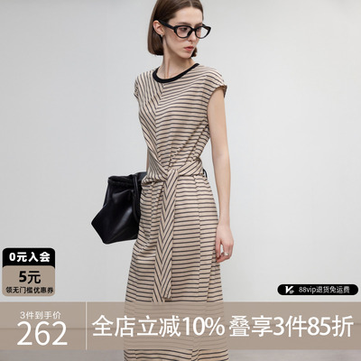 德玛纳慵懒风条纹连衣裙女时尚
