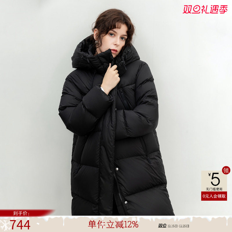 德玛纳轻奢90鸭绒连帽大码羽绒服